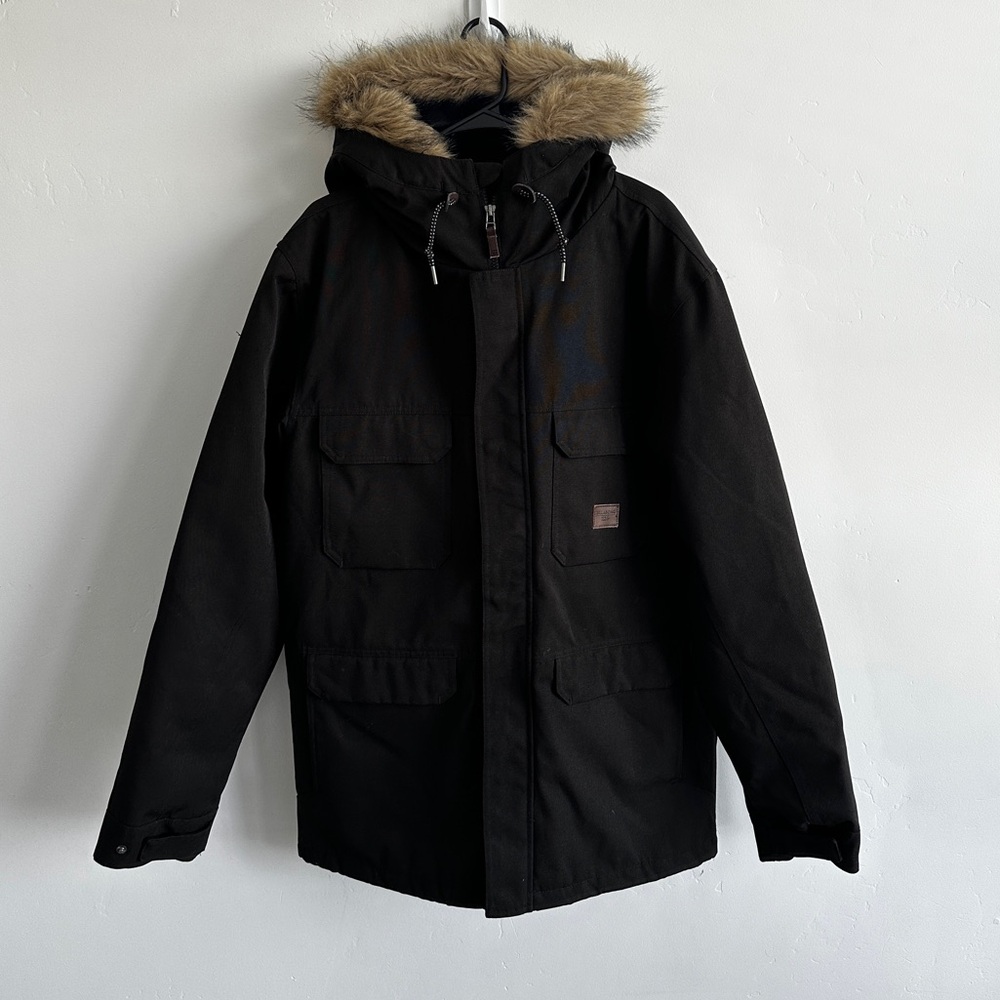 Billabong Men’s Olca Faux Fur Hood Heavyweight Black Jacket Size XL